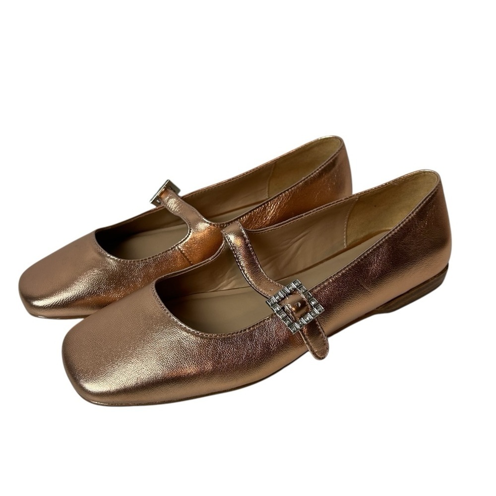 Silent D Gold Rose Leather Mary Jane Ballet Flats Size EU 39 US 8/8.5